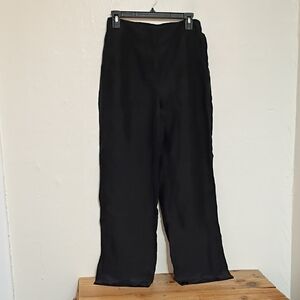 J Crew Black Linen Blend Straight Leg Pants Surplice Pockets Size 4 NWOT